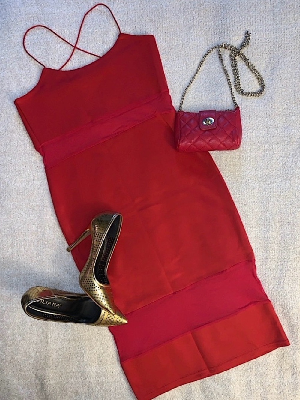 XS Popcherry fitted red  bodycon dress w/ sheer mesh under bust